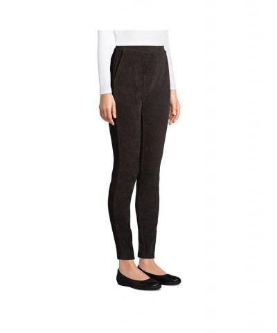 Women's Petite Sport Knit High Rise Corduroy Leggings Black $33.36 Pants