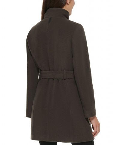 Women's Stand-Collar Button-Front Belted Coat Loden $86.00 Coats