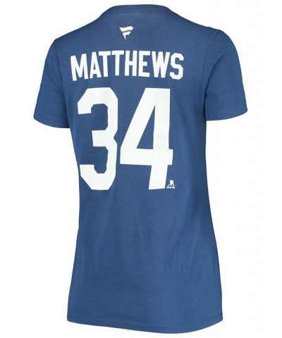 Women's Auston Matthews Blue Toronto Maple Leafs Team Authentic Stack Name Number V-Neck T-shirt Blue $21.83 Tops