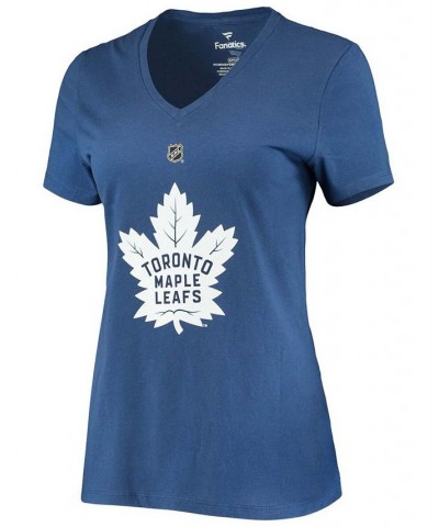 Women's Auston Matthews Blue Toronto Maple Leafs Team Authentic Stack Name Number V-Neck T-shirt Blue $21.83 Tops