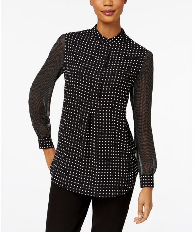 Petite Dot-Print Poet Blouse Black/white $32.65 Tops