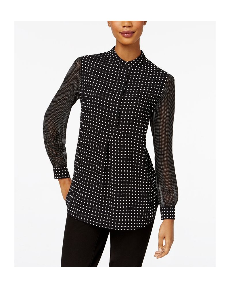 Petite Dot-Print Poet Blouse Black/white $32.65 Tops