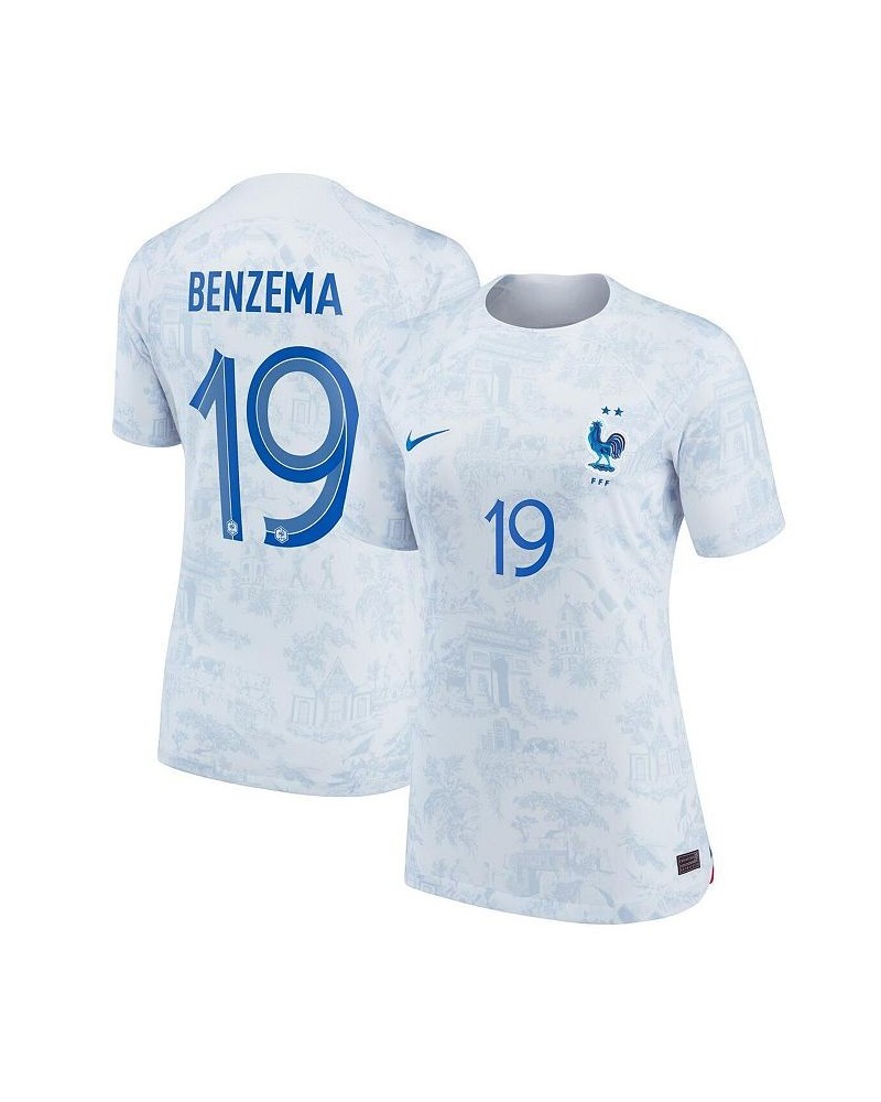 Women's Karim Benzema White France National Team 2022/23 Away Breathe Stadium Replica Player Jersey White $50.40 Jersey