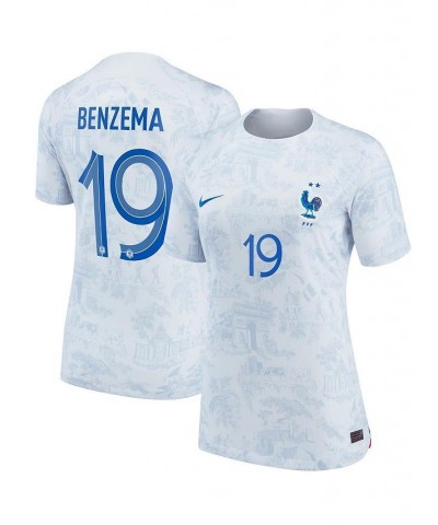 Women's Karim Benzema White France National Team 2022/23 Away Breathe Stadium Replica Player Jersey White $50.40 Jersey