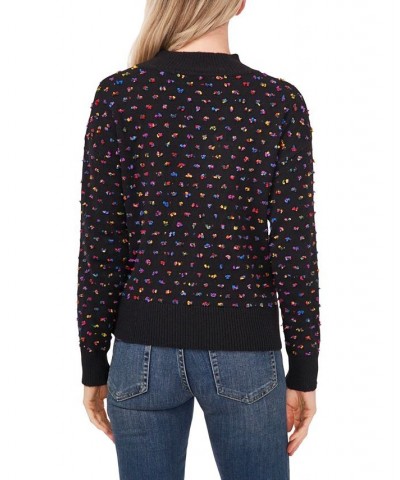 Women's Mock Neck Multi Dot Sweater Rich Black $29.16 Sweaters