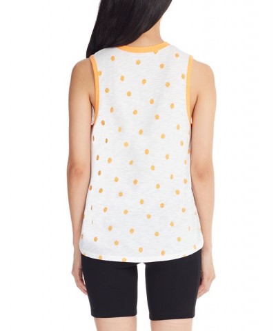 Marc New York Women's Performance Ditsy Daisy Printed Ringer Tank Top White $19.70 Tops