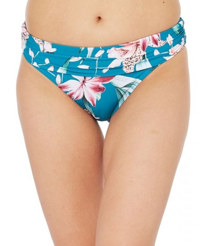 Flyaway Orchid Printed Shirred Band Hipster Bikini Bottoms Caribbean Current $14.60 Swimsuits