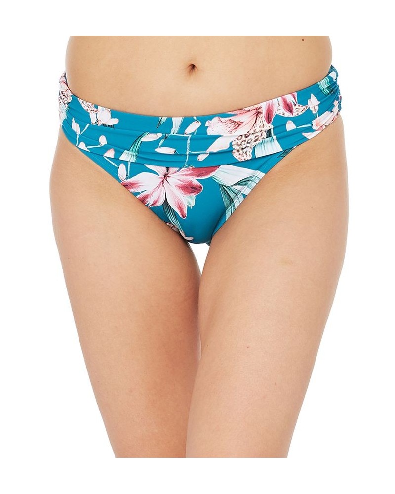 Flyaway Orchid Printed Shirred Band Hipster Bikini Bottoms Caribbean Current $14.60 Swimsuits