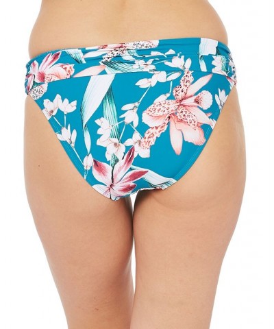 Flyaway Orchid Printed Shirred Band Hipster Bikini Bottoms Caribbean Current $14.60 Swimsuits