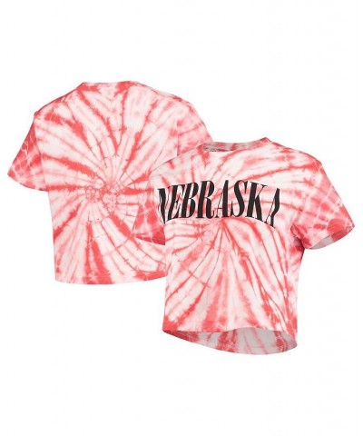 Women's Scarlet Nebraska Huskers Showtime Tie-Dye Crop T-shirt Scarlet $22.50 Tops