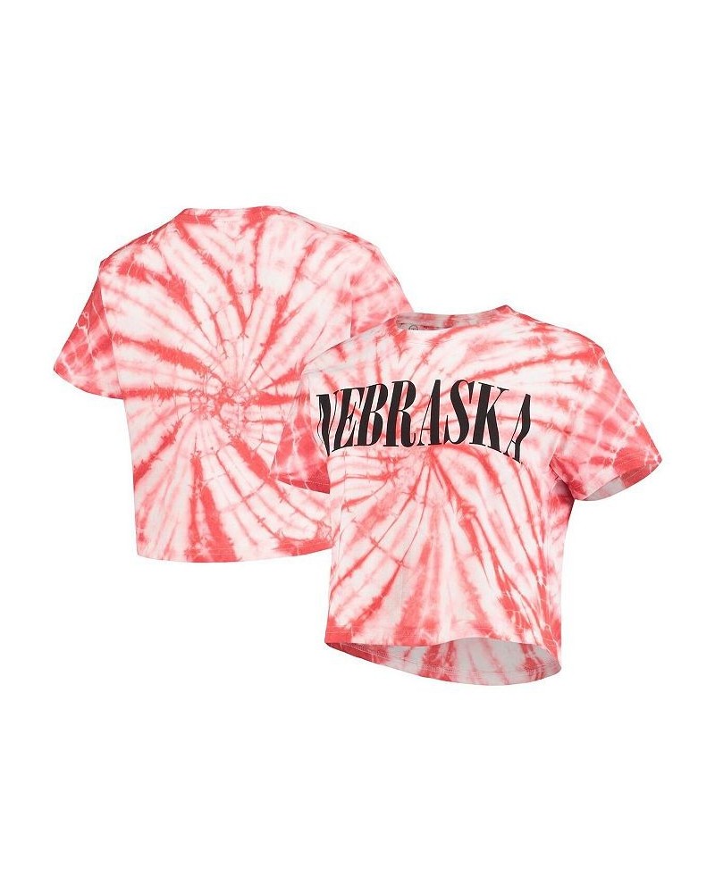 Women's Scarlet Nebraska Huskers Showtime Tie-Dye Crop T-shirt Scarlet $22.50 Tops