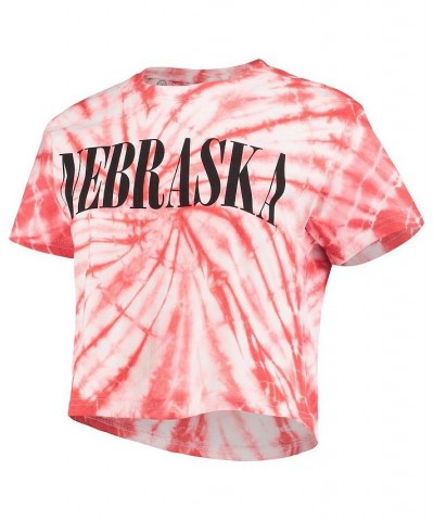 Women's Scarlet Nebraska Huskers Showtime Tie-Dye Crop T-shirt Scarlet $22.50 Tops