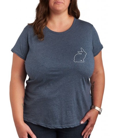 Trendy Plus Size Bunny Graphic T-shirt Blue $21.84 Tops