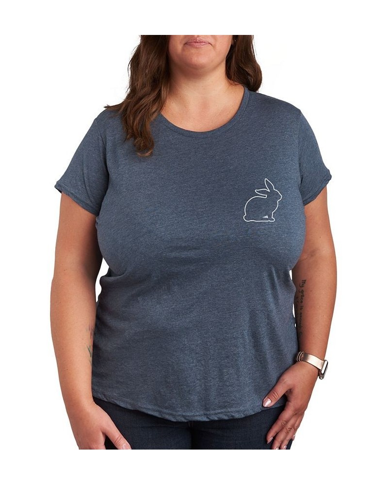 Trendy Plus Size Bunny Graphic T-shirt Blue $21.84 Tops