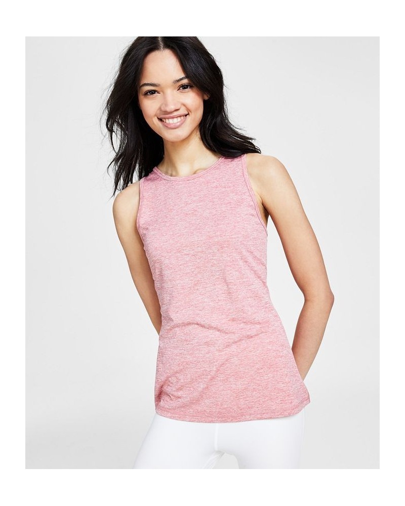 Women's Essentials Heathered Keyhole-Back Tank Top Pink $11.39 Tops