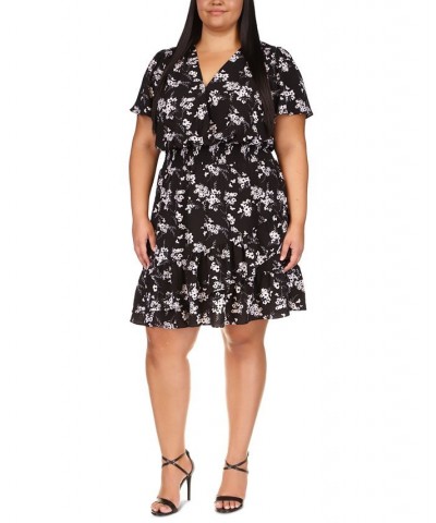 Plus Size Floral-Print Faux-Wrap Dress Multi $71.75 Dresses