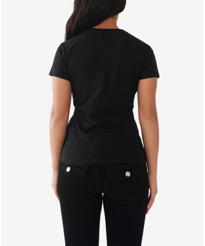 Women's Short Sleeve Buddha Slim Crew T-shirt Black $30.84 Tops