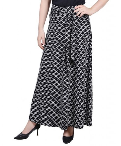 Petite Printed Maxi Skirt with Sash Waist Tie Onyx Paisley $11.78 Skirts