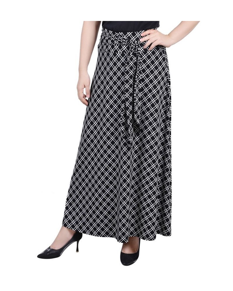 Petite Printed Maxi Skirt with Sash Waist Tie Onyx Paisley $11.78 Skirts