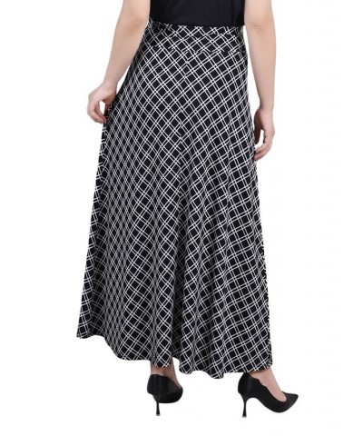 Petite Printed Maxi Skirt with Sash Waist Tie Onyx Paisley $11.78 Skirts