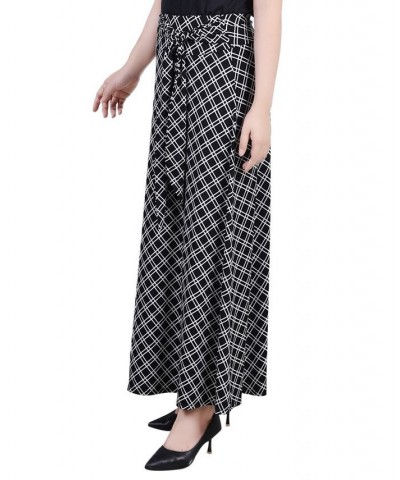 Petite Printed Maxi Skirt with Sash Waist Tie Onyx Paisley $11.78 Skirts