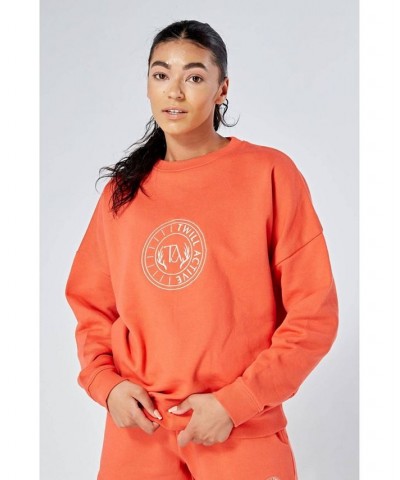 Essentials Oversized Crewneck Sweatshirt Coral Orange $26.80 Sweatshirts