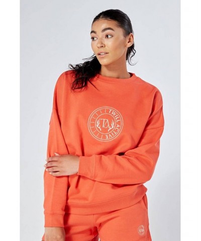 Essentials Oversized Crewneck Sweatshirt Coral Orange $26.80 Sweatshirts