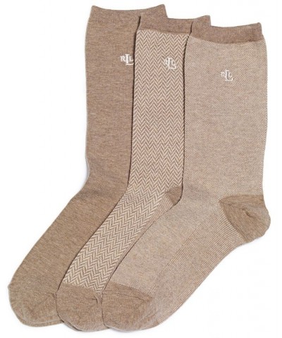 Women's Tweed Cotton Trouser 3 Pack Socks Brown $17.70 Socks