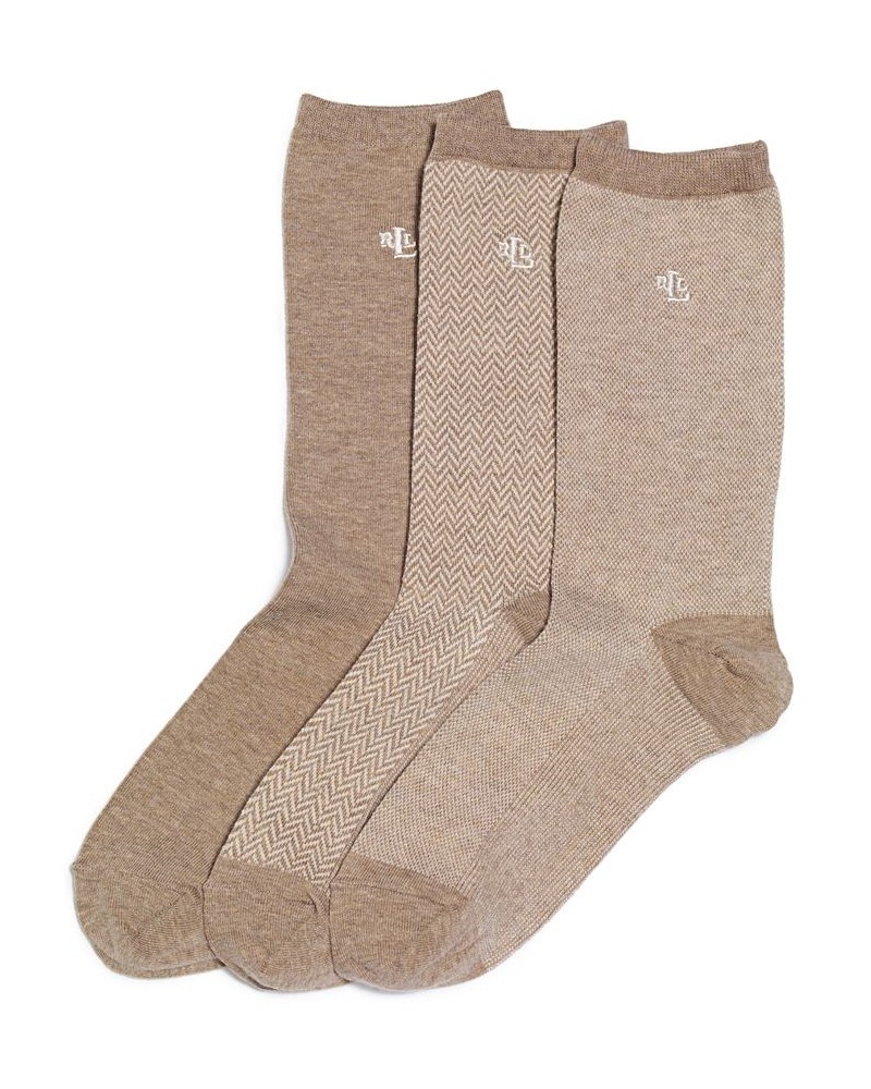 Women's Tweed Cotton Trouser 3 Pack Socks Brown $17.70 Socks