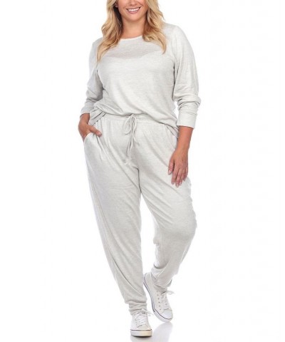 Plus Size Lounge Set 2-Piece Gray $25.80 Sleepwear