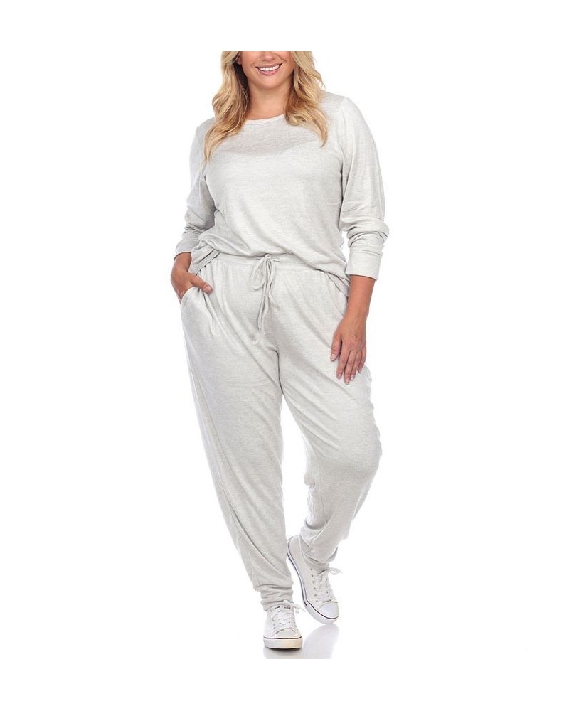 Plus Size Lounge Set 2-Piece Gray $25.80 Sleepwear