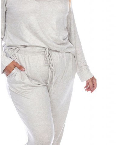 Plus Size Lounge Set 2-Piece Gray $25.80 Sleepwear