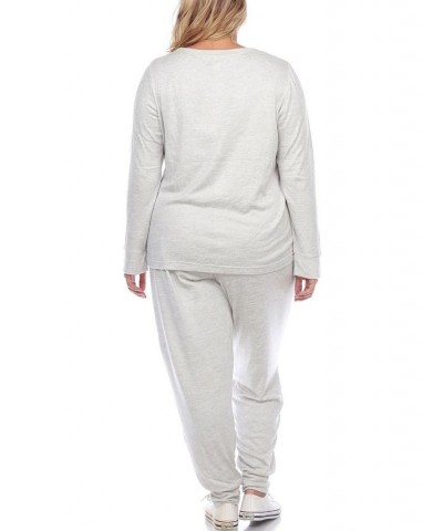 Plus Size Lounge Set 2-Piece Gray $25.80 Sleepwear