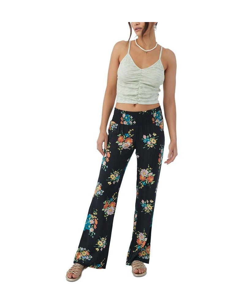 Juniors' Johnny Coralina Printed Woven Pull-On Pants Black $23.80 Pants