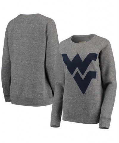 Women's West Virginia Mountaineers Big Team Logo Knobi Fleece Tri-Blend Crew Neck Sweatshirt Heathered Gray $33.75 Sweatshirts