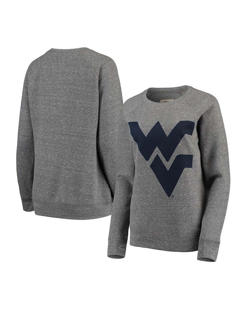 Women's West Virginia Mountaineers Big Team Logo Knobi Fleece Tri-Blend Crew Neck Sweatshirt Heathered Gray $33.75 Sweatshirts