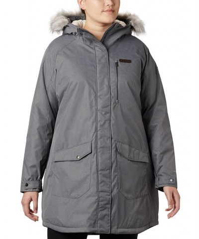 Plus Size Suttle Mountain™ Hooded Faux-Fur-Trim Long Insulated Jacket Gray $85.50 Coats