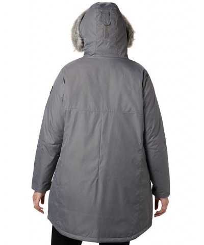 Plus Size Suttle Mountain™ Hooded Faux-Fur-Trim Long Insulated Jacket Gray $85.50 Coats