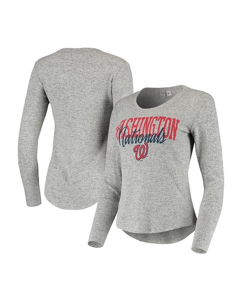 Women's Heathered Gray Washington Nationals Tri-Blend Long Sleeve T-shirt Gray $29.99 Tops