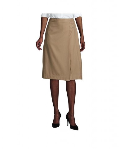 School Uniform Women's Solid A-line Skirt Below the Knee Tan/Beige $21.58 Skirts