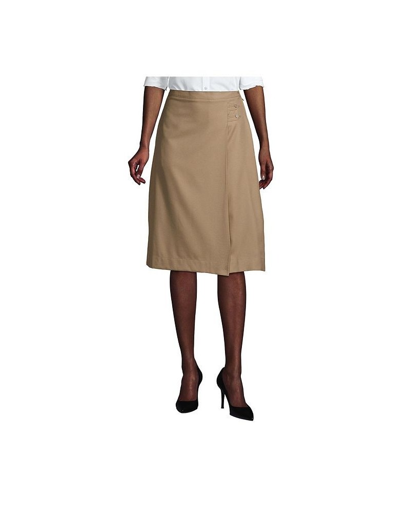 School Uniform Women's Solid A-line Skirt Below the Knee Tan/Beige $21.58 Skirts