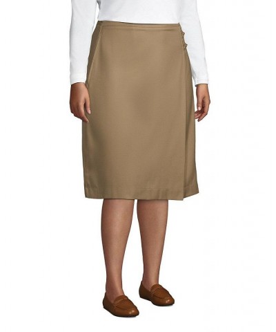 School Uniform Women's Solid A-line Skirt Below the Knee Tan/Beige $21.58 Skirts