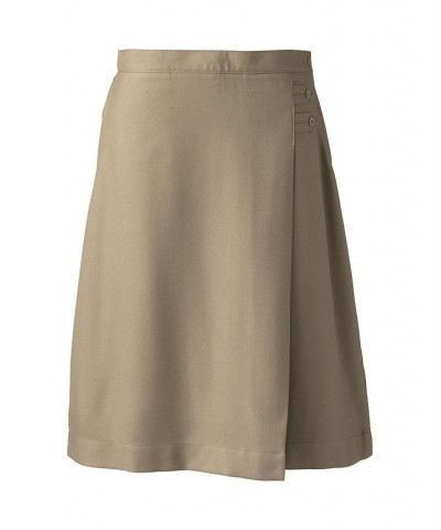 School Uniform Women's Solid A-line Skirt Below the Knee Tan/Beige $21.58 Skirts