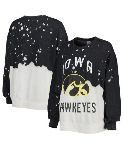 Women's Black Iowa Hawkeyes Twice As Nice Faded Dip-Dye Pullover Sweatshirt Black $35.74 Sweatshirts