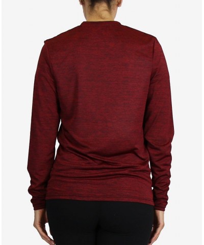 Women's Loose Fit Long Sleeve Moisture Wicking Wrinkle Free Performance T-shirt Red $17.85 Tops