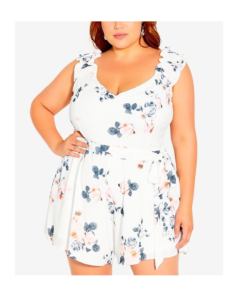 Trendy Plus Size Lotus Lust V-neck Romper Ivory Lotus Lust $58.31 Shorts