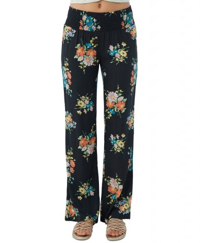 Juniors' Johnny Coralina Printed Woven Pull-On Pants Black $23.80 Pants