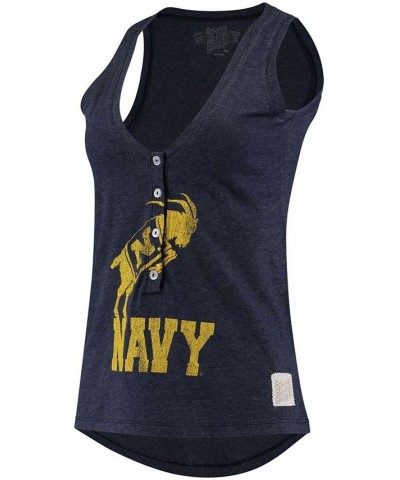 Women's Navy Navy Midshipmen Relaxed Henley Tank Top Navy $23.00 Tops