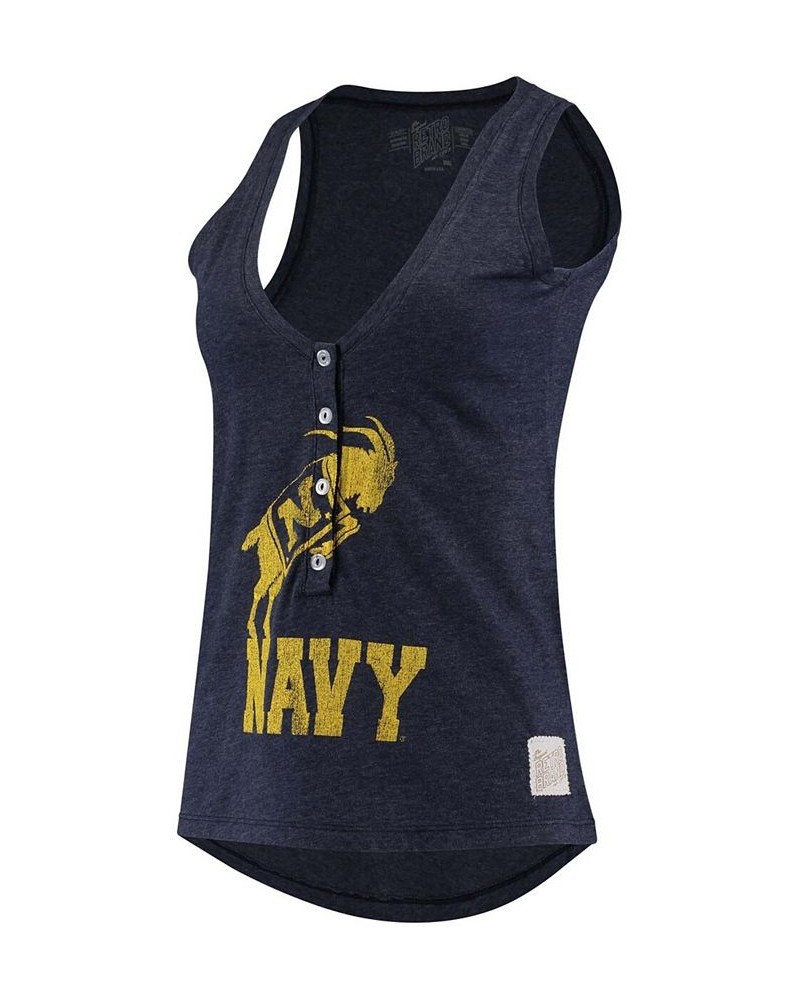 Women's Navy Navy Midshipmen Relaxed Henley Tank Top Navy $23.00 Tops