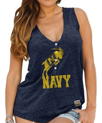 Women's Navy Navy Midshipmen Relaxed Henley Tank Top Navy $23.00 Tops